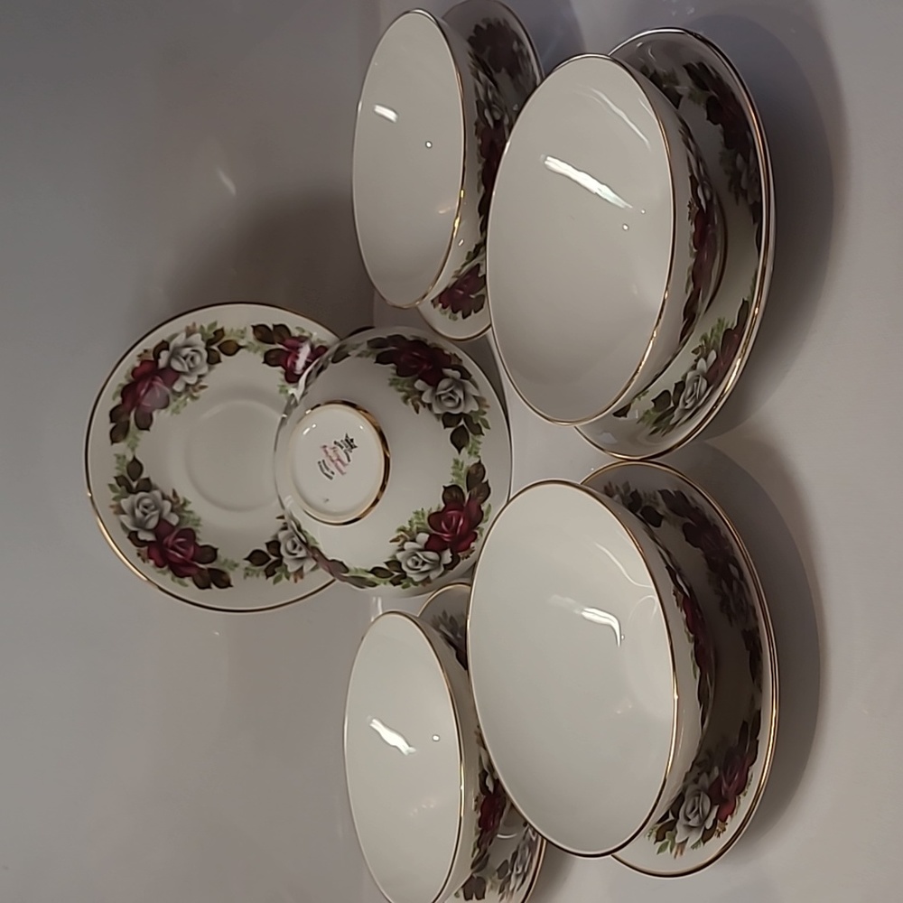 Vintage  Royal Imperial soup bowl and saucer  made in England set of 10 …